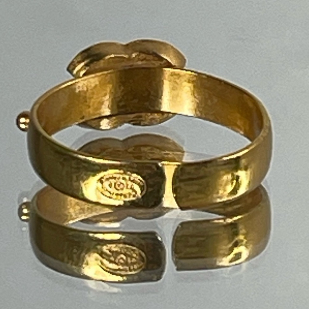 Chanel Vintage 24 Carat Plated Gold Crystal-Embellished Ring - Picture 5 of 12